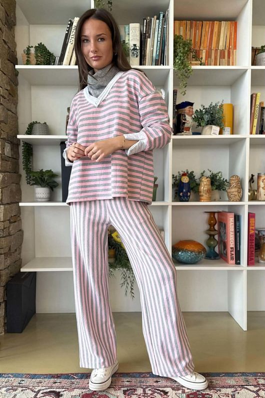 Shoreditch Classic V Sweat Sweetpea & Grey